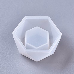 Белый Силиконовые формы, литейные формы для цветочных горшков, для уф-смолы, изготовление ювелирных изделий из эпоксидной смолы, шестиугольник, белые, 75x66x37 мм