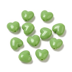 Lime Vert Perles acryliques opaques, cœur, lime green, 9x9.5x5.5mm, Trou: 1.5mm, environ1650 pcs / 500 g