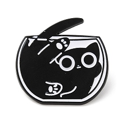 Electrophoresis Black Брошь из сплава с эмалью «Черный кот с чашей», булавка для рюкзака для одежды, электрофорез черный, 29x30.5x1.5 мм
