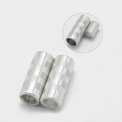 Платина Родиевое покрытие 925 магнитные застежки из стерлингового серебра, с печатью s925, колонка, платина, 13x5 мм, 3 мм внутренним диаметром