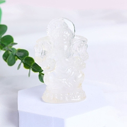 Cristal de Quartz Ganesha figurines de guérison en cristal de quartz naturel, Décorations d'affichage en pierre d'énergie reiki, 70mm