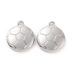 Football Crémaillère pendentifs en alliage placage, sans cadmium et sans plomb et sans nickel, argenterie, Motif de football, 21.5x18.5x3.5mm, Trou: 1.6mm