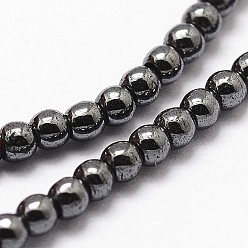 Non-magnetic Hematite Grade AA Non-magnetic Synthetic Hematite Beads Strands, Round, 2mm, Hole: 0.8mm, 1mm, about 211pcs/strand, 15.7 inch
