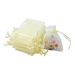 Papaye Sacs en organza pochettes de rangement pour bijoux, sacs-cadeaux de cordon de maille de partie de faveur de mariage, papayawhip, 9x7 cm
