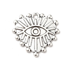 Plata Antigua Base colgante de aleación de rhinestone de estilo tibetano, corazón con ojos, plata antigua, aptos para 2 mm de diamante de imitación, 19x20x1.5 mm, agujero: 1.5 mm, Sobre 476 unidades / 1000 g