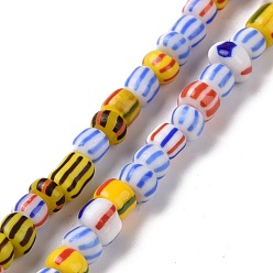 Colorful Opaque Handmade Lampwork Beads Strands, Rondelle, Colorful, 4.5~6.5x3.5~7mm, Hole: 1.2mm, about 102pcs/strand, 16.06''(40.8cm)