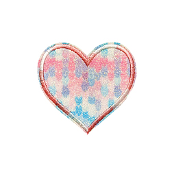 Colorful Computerized Embroidery Cloth Iron on/Sew on Patches, Costume Accessories, Heart, Colorful, 65x65mm