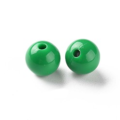 Vert Perles acryliques opaques, ronde, verte, 10x9mm, Trou: 2mm, environ940 pcs / 500 g