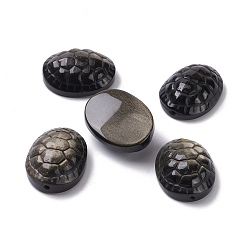 Golden Sheen Obsidian Natural Golden Sheen Obsidian Beads, Oval with Turtle Shell Shape, 38.5x30x14mm, Hole: 2.5mm