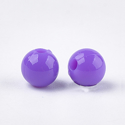 Violet Bleu Perles plastiques opaques, ronde, bleu violet, 6x5.5mm, trou: 1.8 mm, environ 4790 pcs / 500 g
