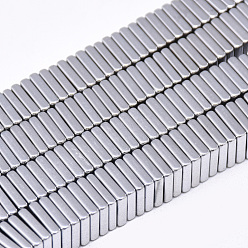 Platinum Plated Electroplate Non-magnetic Synthetic Hematite Heishi Beads Strands, Thin Slice Flat Square Beads, Platinum Plated, 8.5x8.5x2mm, Hole: 1mm, about 201pcs/strand, 16.1 inch