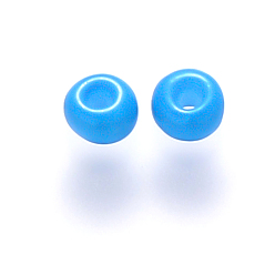 Dodger Blue 8/0 Baking Paint Glass Round Seed Beads, Dodger Blue, 3~3.5x2mm, Hole: 1~1.2mm, about 10000pcs/pound