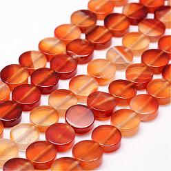 Carnelian Natural Carnelian Beads Strands, Dyed & Heated, Flat Round, 12x4.5mm, Hole: 1.2mm, about 33pcs/strand