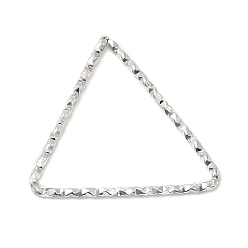 Stainless Steel Color 304 Stainless Steel Linking Rings, Textured, Triangle, Stainless Steel Color, 21x22x1mm, Inner Diameter: 19x18mm