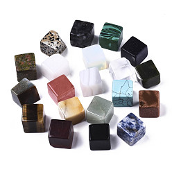 Pierre Mélangete Beads mixtes naturels et synthétiques, pas de trous / non percés, mélangé teint et non teint, cube, 18~21x18~21x18~21mm, boîte: 15x12.6x1.8cm, environ 20 pcs / boîte