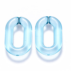 Sky Blue Transparent Acrylic Linking Rings, Quick Link Connectors, for Cable Chains Making, Oval, Sky Blue, 31x19.5x5.5mm, Inner Diameter: 19.5x7.5mm