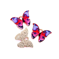 Coloré Pendentifs en émail , charmes de papillon, or et de lumière, colorées, 21x15mm
