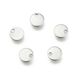 Stainless Steel Color 304 Stainless Steel Charms, Blank Stamping Tag, Flat Round, Stainless Steel Color, 6x0.5mm, Hole: 1mm
