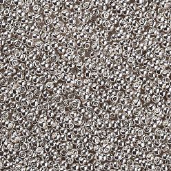 Argent 8/0 grader des perles de rocaille en verre rondes, teint, argenterie, 3x2mm, Trou: 1mm, environ 10000 pcs / livre