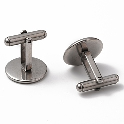 Stainless Steel Color 304 Stainless Steel Cuff Buttons, Cufflink Findings for Apparel Accessories, Stainless Steel Color, Tray: 16mm, 19.5x19x18mm