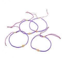 Aventurine Bracelets réglables en perles tressées d'aventurine jaune naturelle, avec cordon en nylon et perles de rocailles / perles heishi, 4.3~7.95 cm, 1.5 mm