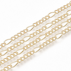 Light Gold Brass Coated Iron Figaro Chain Necklace Making, with Lobster Claw Clasps, Light Gold, 32 inch(81.5cm)