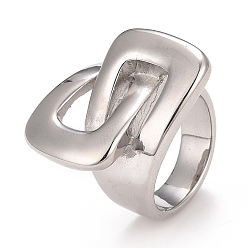 Stainless Steel Color 304 Stainless Steel Interlocking Rectangle Chunky Ring for Women, Stainless Steel Color, US Size 7 1/4(17.5mm)