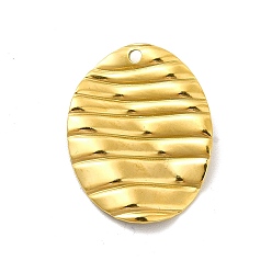 Oro Revestimiento iónico (ip) 201 colgantes de acero inoxidable, encanto ovalado, dorado, 22x17x1 mm, agujero: 1.2 mm