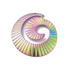 Rainbow Color Placage ionique (ip) 304 pendentifs en acier inoxydable, charme en spirale, couleur arc en ciel, 38.5x36x3mm, Trou: 1.6mm