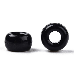 Negro Abalorios de acrílico opacos, Rondana plana, negro, 7x4 mm, agujero: 3 mm, Sobre 4545 unidades / 500 g