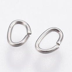 Stainless Steel Color 304 Stainless Steel Open Jump Rings, Oval, Stainless Steel Color, 24 Gauge, 3.5x2.5x0.5mm, Inner diameter: 1.5x2.5mm
