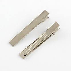 Platino Fornituras para accesorios de cabello de hierro, fornituras de pelo clip de piel de cocodrilo, Platino, 56x8 mm