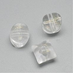 Clair Perles acryliques transparentes, avec de la poudre de paillettes, clair, 12x12x12mm, trou: 3 mm, environ 410 pcs / 500 g