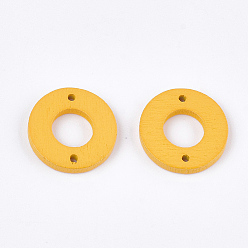 Gold Painted Poplar Wood Links, Donut, Gold, 18x2.5mm, Hole: 1.6mm
