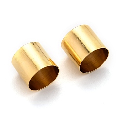 Real 24K Gold Plated Brass Cord End, End Caps Long-Lasting Plated, Column, Real 24K Gold Plated, 11x10mm, Hole: 1.2mm, Inner Diameter: 9mm