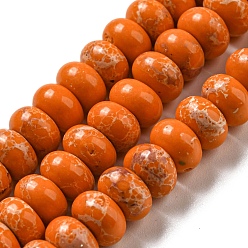 Темно-Оранжевый Синтетические окрашенные нити императорской яшмы, рондель, темно-оранжевый, 8~8.5x5~5.5 мм, отверстие : 1.2 мм, около 76~77 шт / нитка, 15.20''~15.47" (38.6~39.3 см)