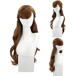 Сэнди Коричневый Мода мультфильм сладкий стиль косплей длинные волнистые парики, термостойкое высокотемпературное волокно, парики для женщин, парики с челкой, песчаный коричневый, 29.5 дюйм (75 см)