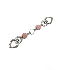 Pink Alloy Enamel Heart Bag Strap Extenders, with Swivel Clasps, for Bag Replacement Accessories, Platinum, Pink & White, 17cm