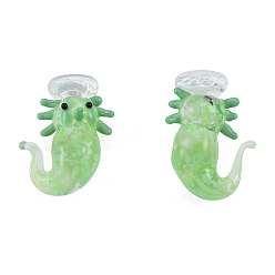 Medium Sea Green Handmade Bumpy Lampwork Beads, No Hole, Mermaid, Medium Sea Green, 27~29x22~26x14~16mm