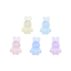 Mixed Color Transparent Acrylic Beads, with Glitter Powder, Rabbit, Mixed Color, 24.5x14.5x11mm, Hole: 2.5mm, about 300pcs/500g