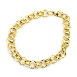 Golden Fashionable 304 Stainless Steel Engraved Bubbles Cable Chain Bracelets, with Lobster Claw Clasps, Golden, 8-1/8 inch(205mm), 8mm