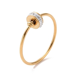 Oro Anillo de dedo redondo plano de diamantes de imitación de cristal, chapado de iones (ip) 304 joyas de acero inoxidable para mujer, dorado, tamaño de EE. UU. 6 1/2~9 (17~18.9 mm)