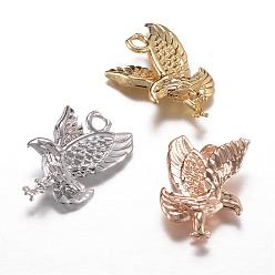 Mixed Color Long-Lasting Plated Brass Charms, Eagle, Cadmium Free & Lead Free, Mixed Color, 15x11x5mm, Hole: 1.5mm