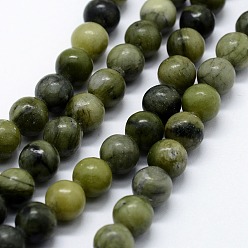 Autres Jades Jade de xinyi naturel / brins de perles de jade du sud de la Chine, ronde, 8mm, Trou: 0.8mm, Environ 45 pcs/chapelet, 14.96 pouce (38 cm)