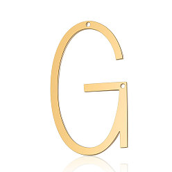 Letter G 201 Stainless Steel Links connectors, Letter, Golden, Letter.G, 37x22x1mm, Hole: 1mm