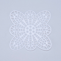 White Plastic Mesh Canvas Sheets, for Embroidery, Acrylic Yarn Crafting, Knit and Crochet Projects, Flower, White, 8.5x8.5x0.14cm, Hole: 4x4mm