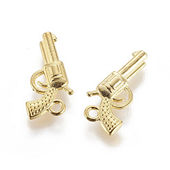 Golden Zinc Alloy Gun Necklace Pendant, Revolver Pistol Charm, Lead Free and Cadmium Free, Golden, 22x12x3mm, Hole: 2mm