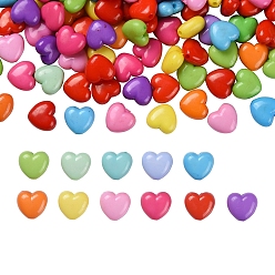 Mixed Color Opaque Acrylic Beads, Heart, Mixed Color, 10x11x6mm, Hole: 2mm, 150pcs/set