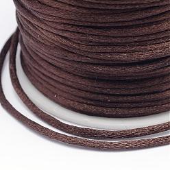 Кокосово-Коричневый Полиэфирного корда, атласный шнур, для изготовления украшений из бисера, китайское вязание, кокосового коричневый, 2 мм, около 100 ярдов / рулон