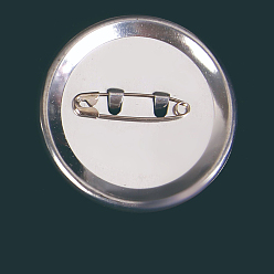 Platinum Plastic Brooch Findings, Blank Brooch Base Settings, with Iron Safety Pins, Flat Round, Platinum, 44mm